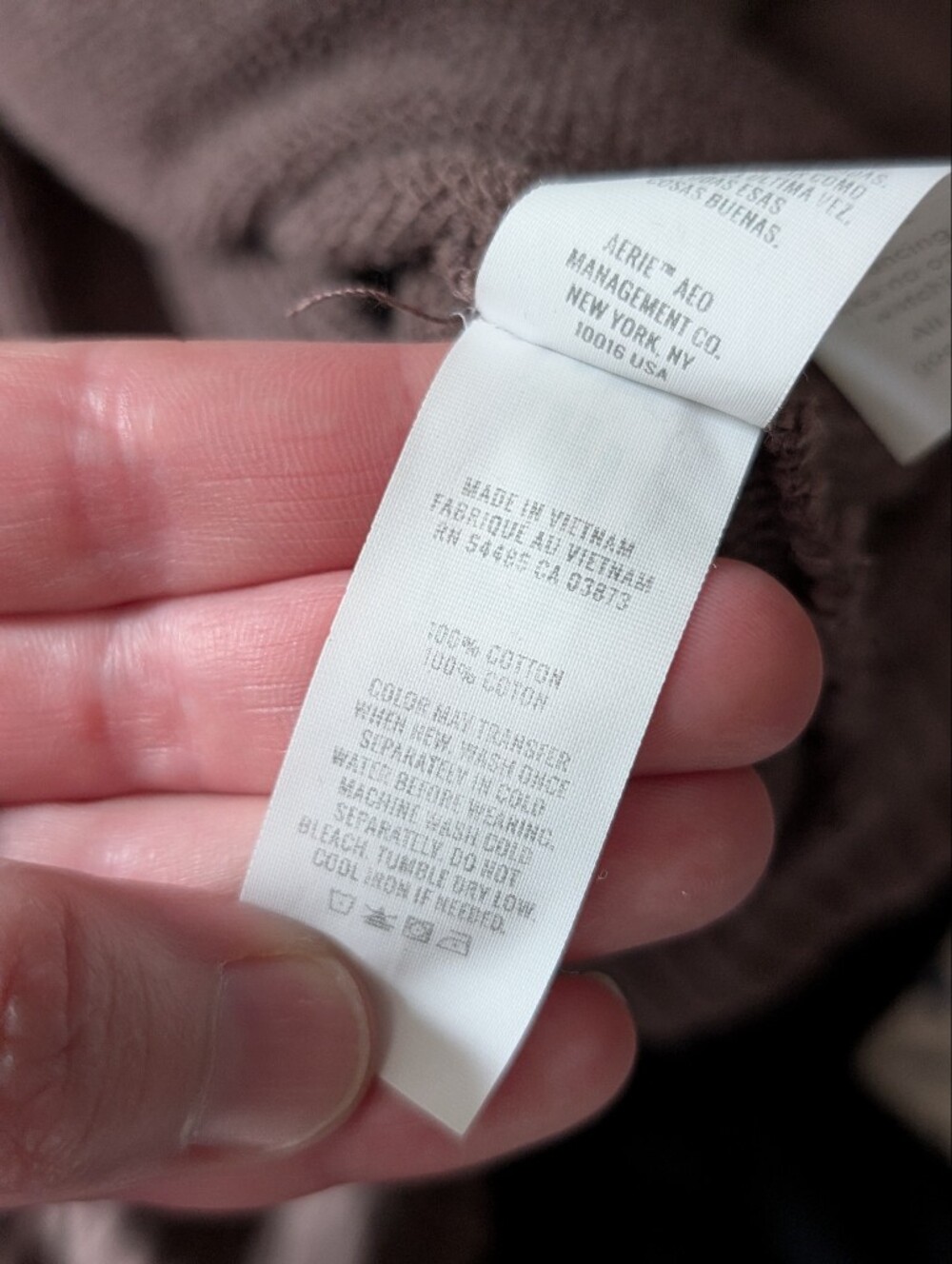 Aerie Large Mocha Brown Oversized Slouchy V-Neck Hooded Sweatshirt Lounge - Picture 5 of 5